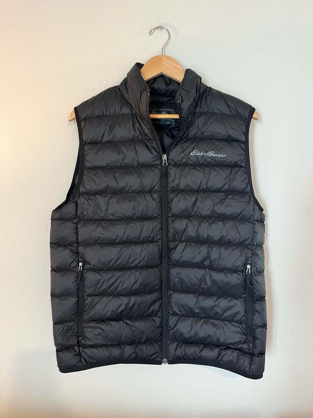 Eddie Bauer, Down Filled Vest, Black Puffer Full Zip, Outdoorsy, Fall, M